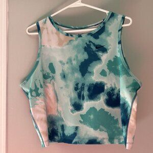 Nike Dri-Fit Green Brown White Tie Dye Crop Tank Top Size XL
